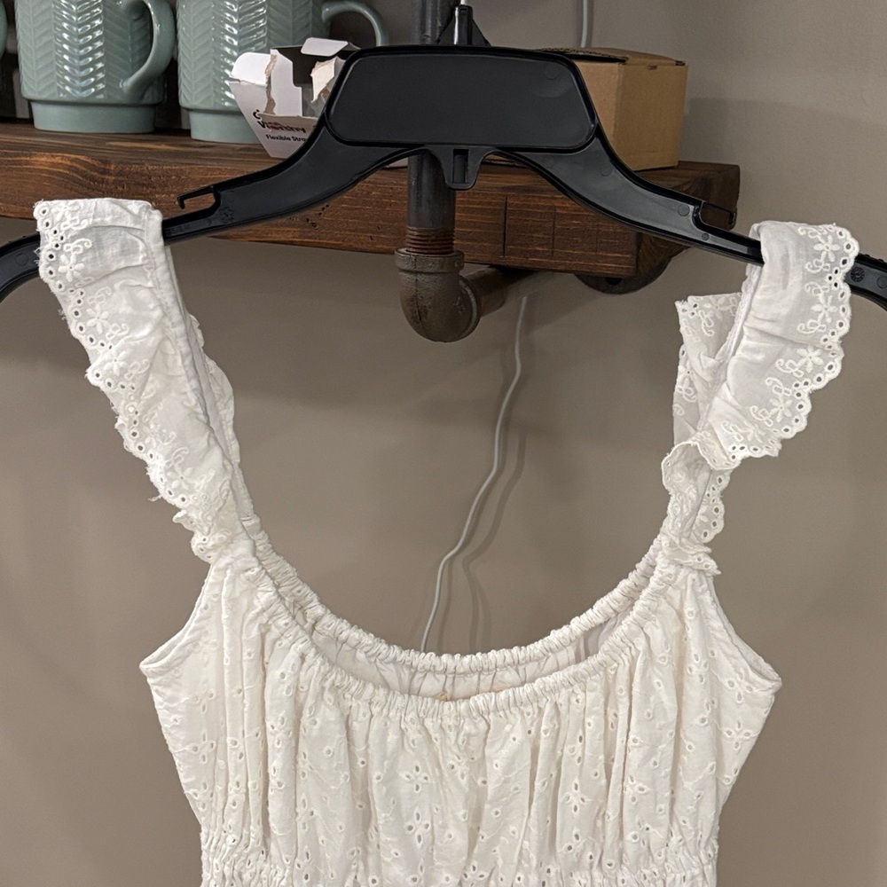 Capulet Anthropologie White Smocked Eyelet Mini Dress XS Gemma Eloise - Picture 5 of 10
